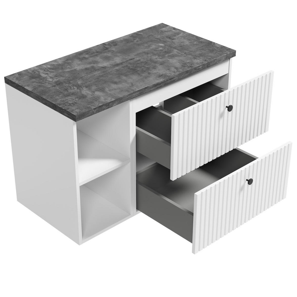 WASCHBECKENUNTERSCHRANK Saros 2 Schubladen Weiß - 90 x 45 x 61 cm - Weiß, Holz (90/61/45cm) - Badplaats