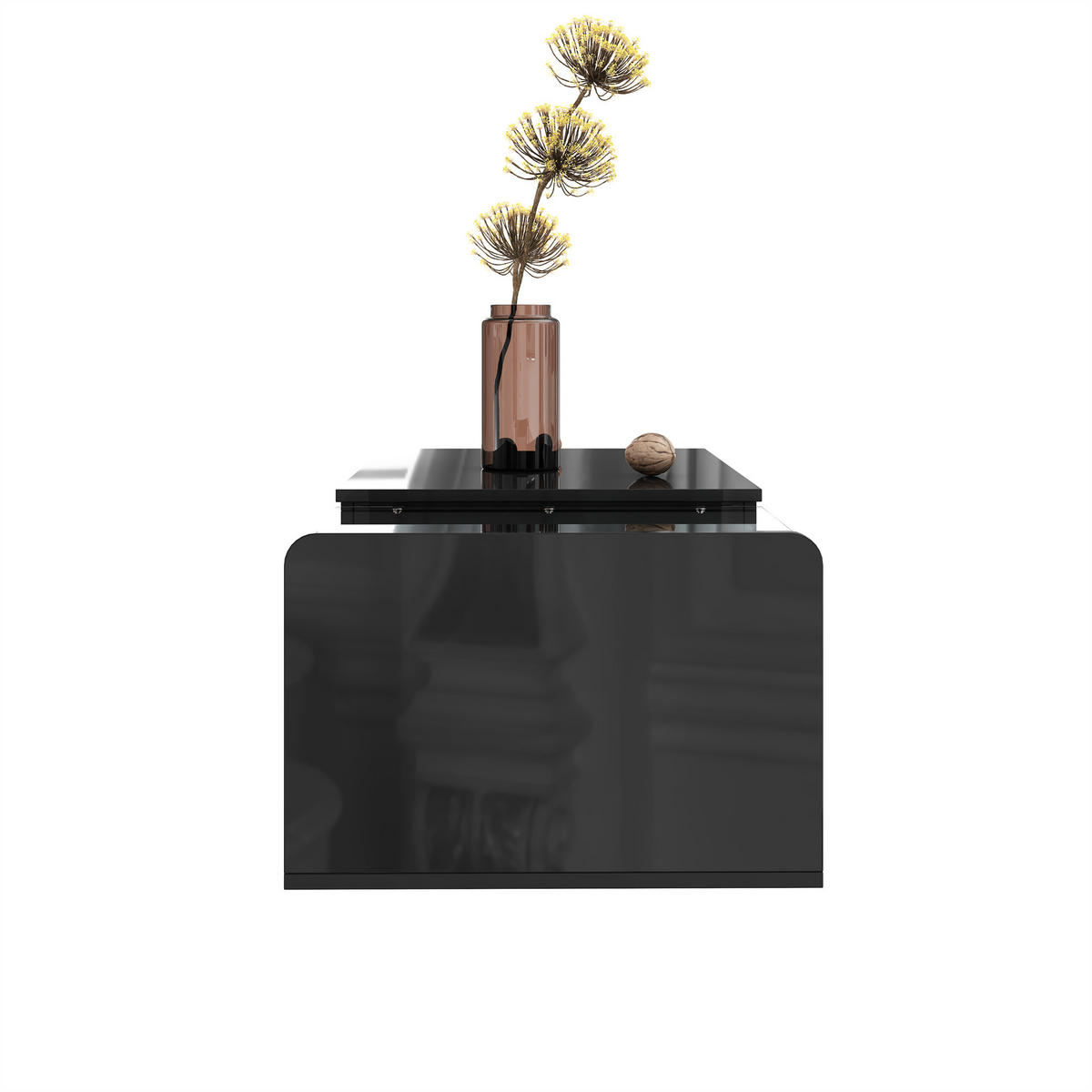 COUCHTISCH LED Hochglanz Schwarz - Schwarz, Holzwerkstoff (100/50/33cm) - ComfortXL