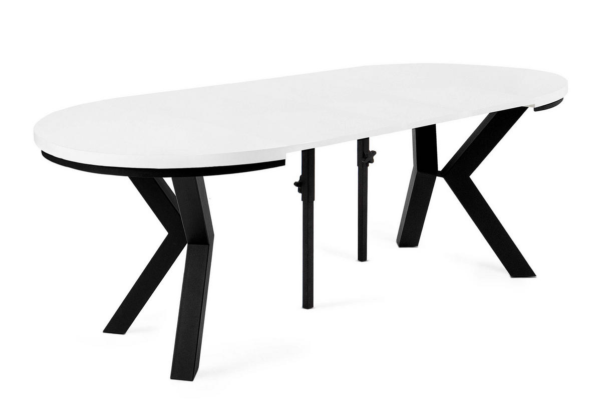 ESSTISCH ROSTEL Ausziehbar 100-220cm Rund, weiß - Schwarz/Weiß, Holz (100/220/75cm) - KONSIMO®