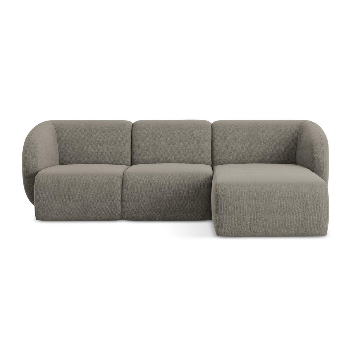ECKSOFA Rechts Bouclé Stoff Grau - Schwarz/Grau, Holzwerkstoff/Kunststoff (248/166cm) - LaMiaSofa