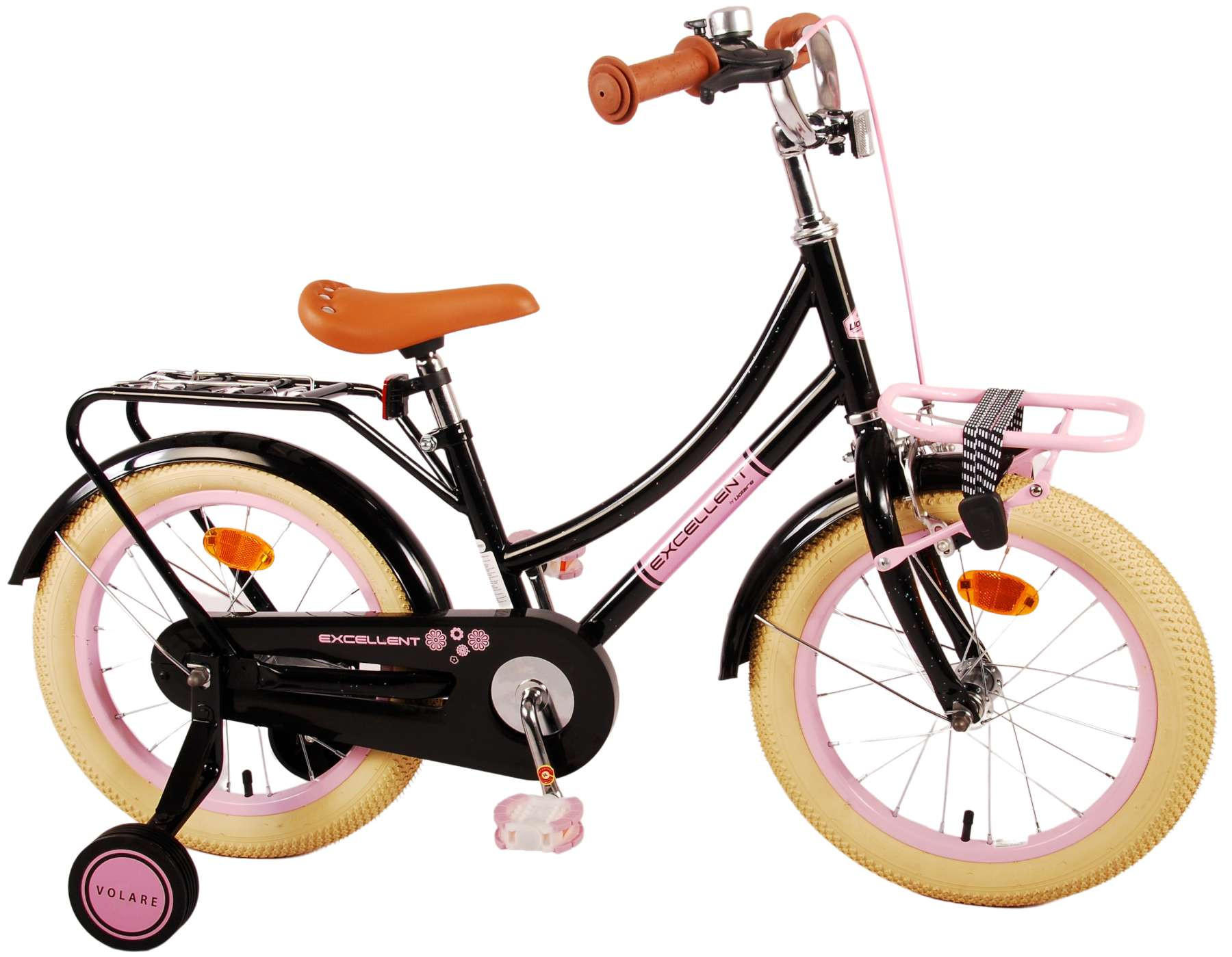 KINDERFAHRRAD Excellent - Mädchen - 16 Zoll - Rücktritt + Handbremse - Schwarz - Schwarz, Metall (65cm) - TPFSports