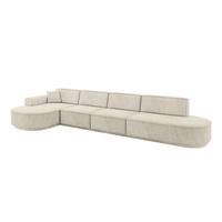 ECKSOFA Ottomane Links MARI-L3-v3 - 413x171x83 cm Ecru Velours - Ecru/Schwarz, Holzwerkstoff/Kunststoff (413/171cm) - ALTDECOR