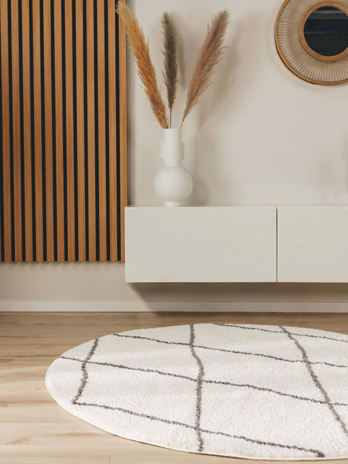 HOCHFLORTEPPICH rund Benno Cream ø 120 cm rund - Creme, Textil (120/120cm) - benuta Nest