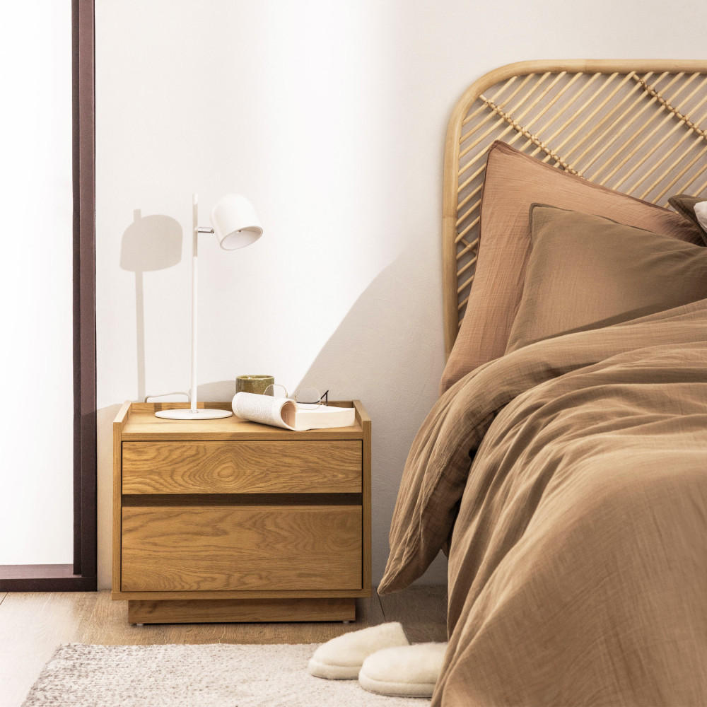 NACHTTISCH mit 2 Schubladen aus Holz - SINCE -Helles Holz - Eschefarben, Holz (50/40/40cm) - Drawer