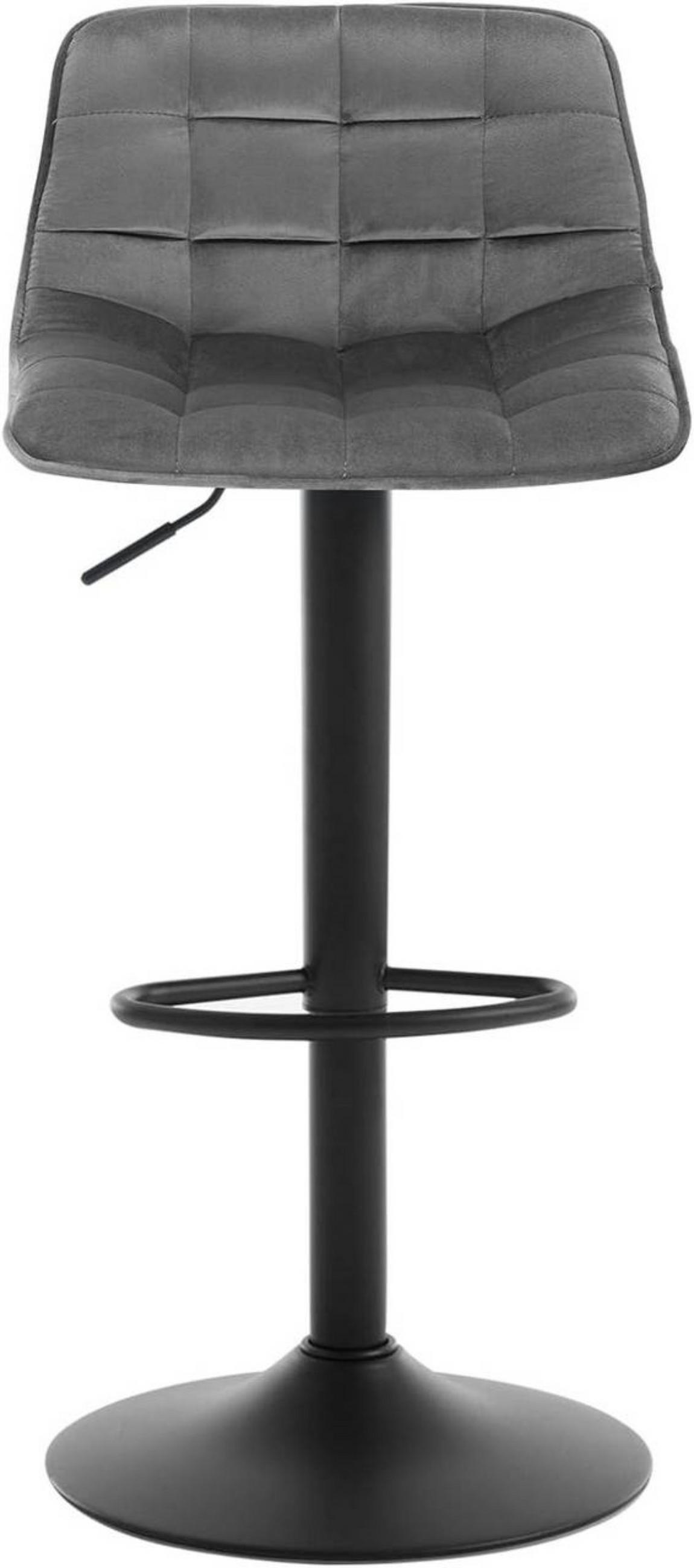 BARHOCKER aus Samt und Metall, Dunkelgrau - Dunkelgrau/Schwarz, Textil/Metall (42.5/82.5/38.5cm) - Woltu