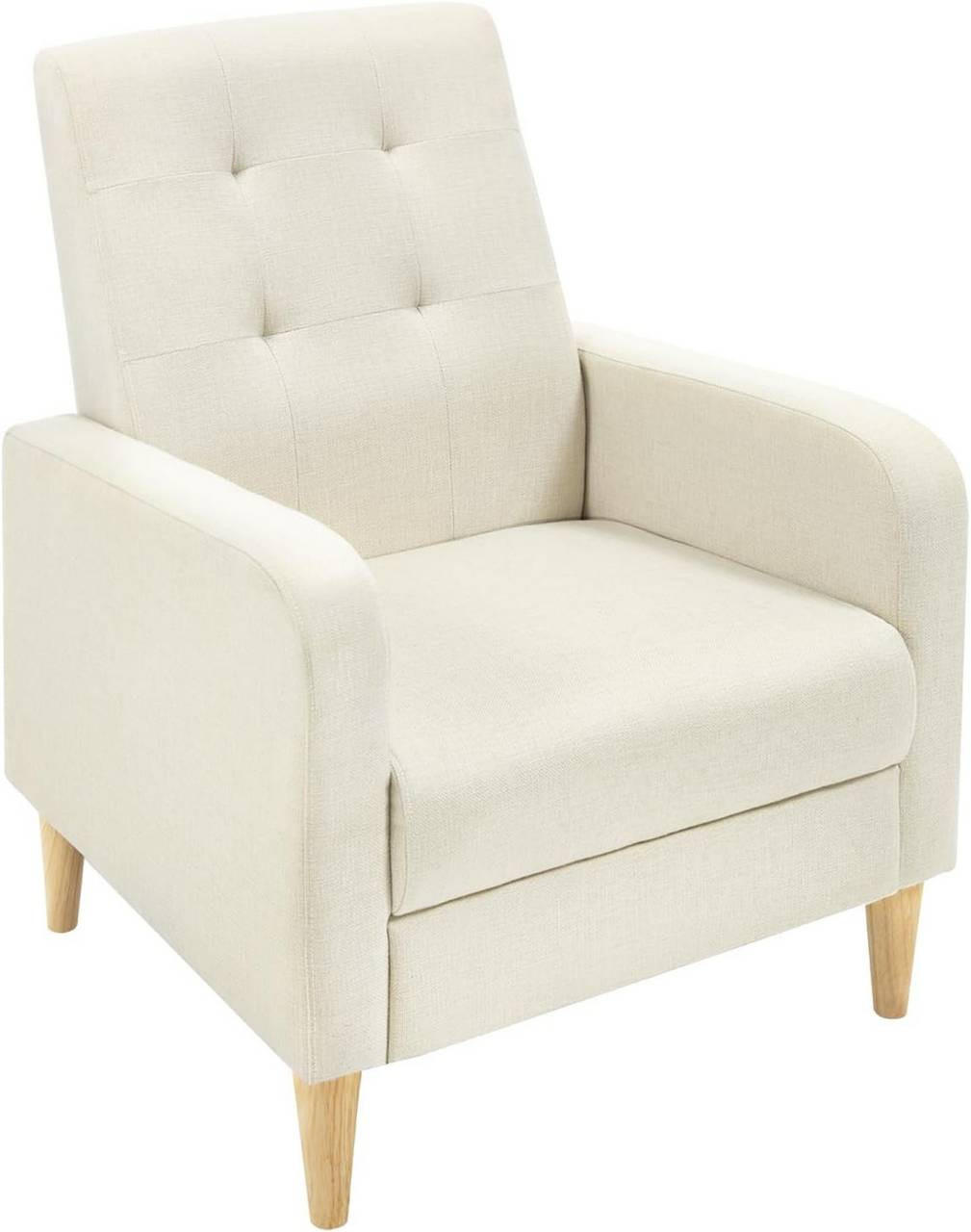 RELAXSESSEL mit Massivholzbeinen, Leinen, Beige - Beige, Holz/Holzwerkstoff (68/90.5/76cm) - Woltu