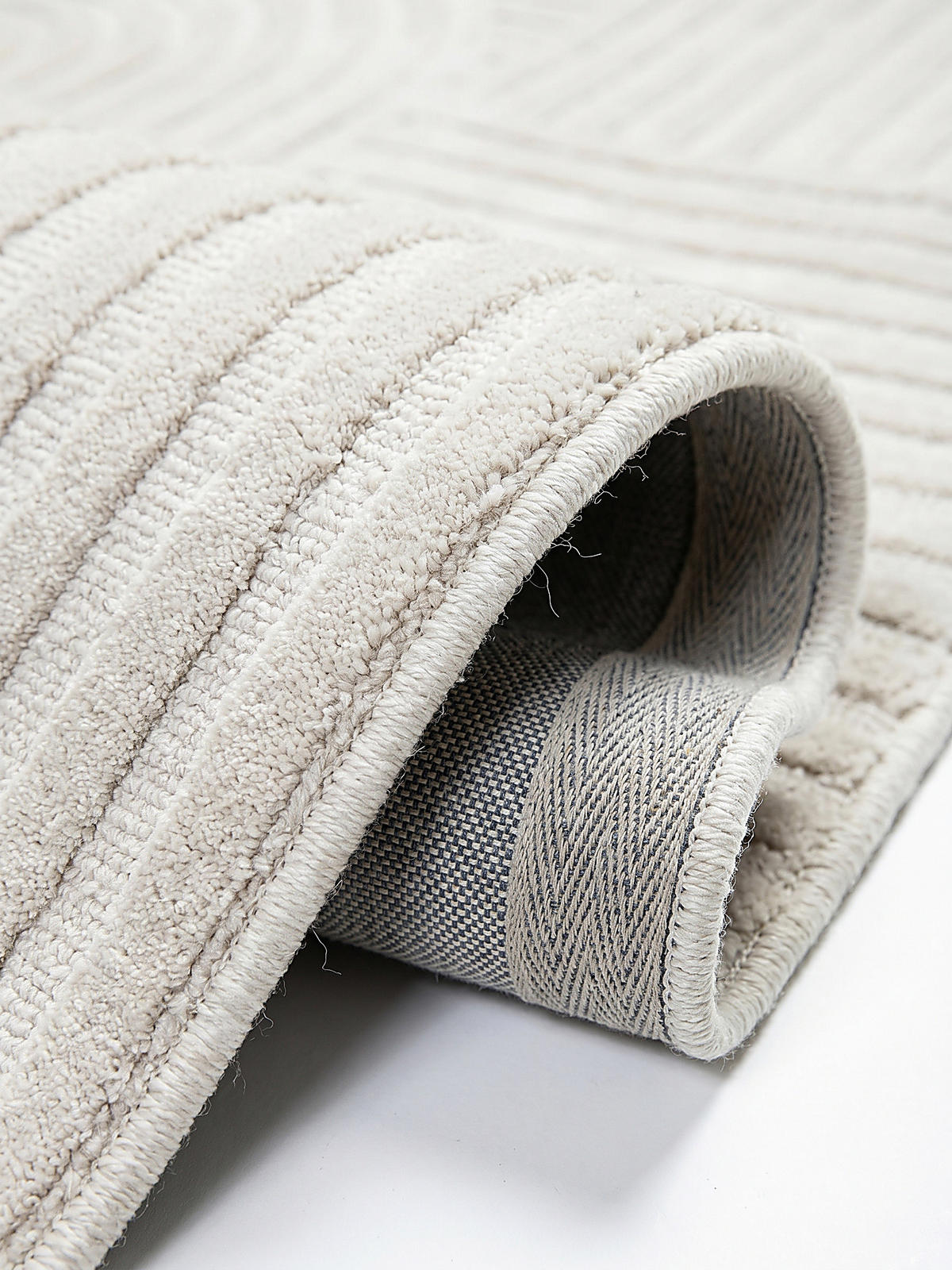 TEPPICH aus Wolle LEVEN in Elfenbein, geometrisch, 60 x 230 cm - Champagner, Textil (60/230cm) - KADIMA DESIGN