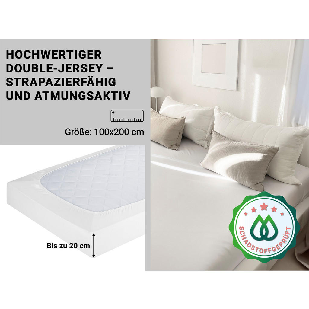 Thumbnail - Zollner Spannbettlaken,, Weiß, Textil, 100x200 cm, Oeko-Tex® Standard 100, Schlaftextilien, Bettwäsche, Bettlaken