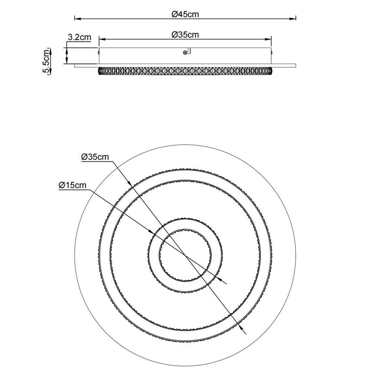 LED DECKENLEUCHTE Jayden Grau Gold - Grau, Metall (45/45/5.5cm) - Globo Lighting