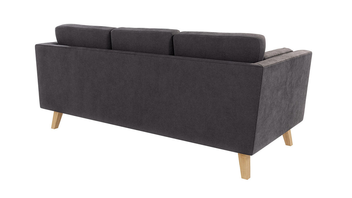 3-SITZER-SOFA Mario Graphit Microfaser - Hellbraun/Graphitfarben, Holz/Buchenholz (206/90/89cm) - S-Style Möbel