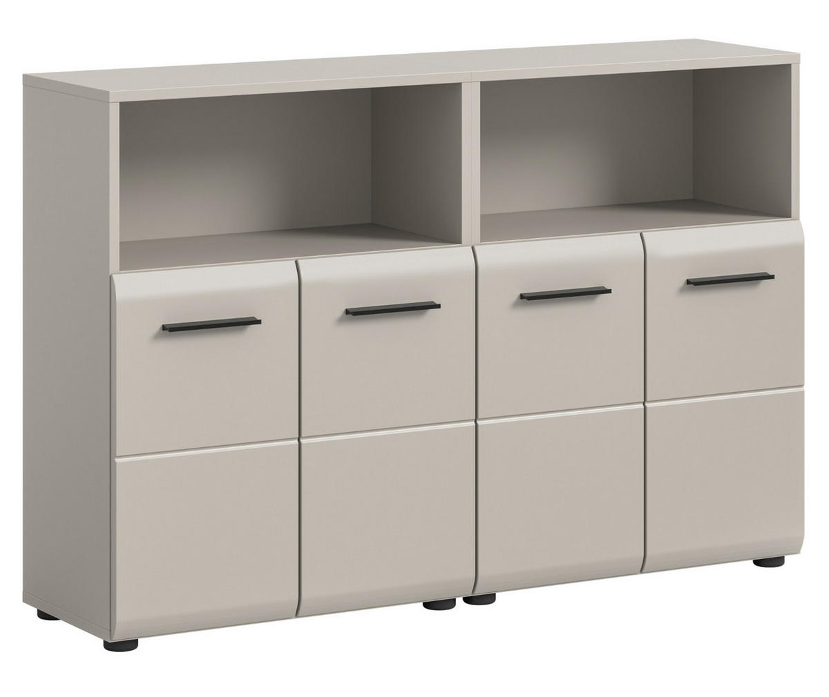 BADKOMMODE Kaschmir 120 x 80 cm, Badezimmer Kommode mit viel Stauraum - Kaschmir/Schwarz, Holzwerkstoff/Kunststoff (120/80/30cm) - Inn.Furn