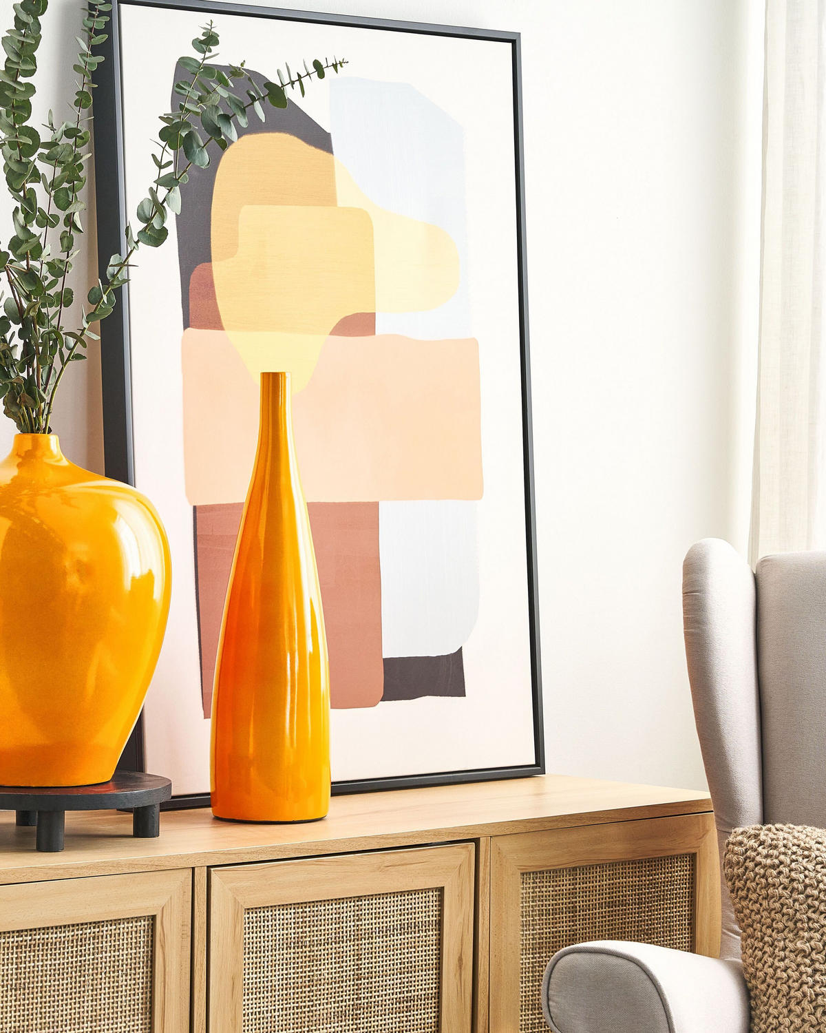 BLUMENVASE Terrakotta orange Sabadell - Orange, Stein (50cm) - Beliani