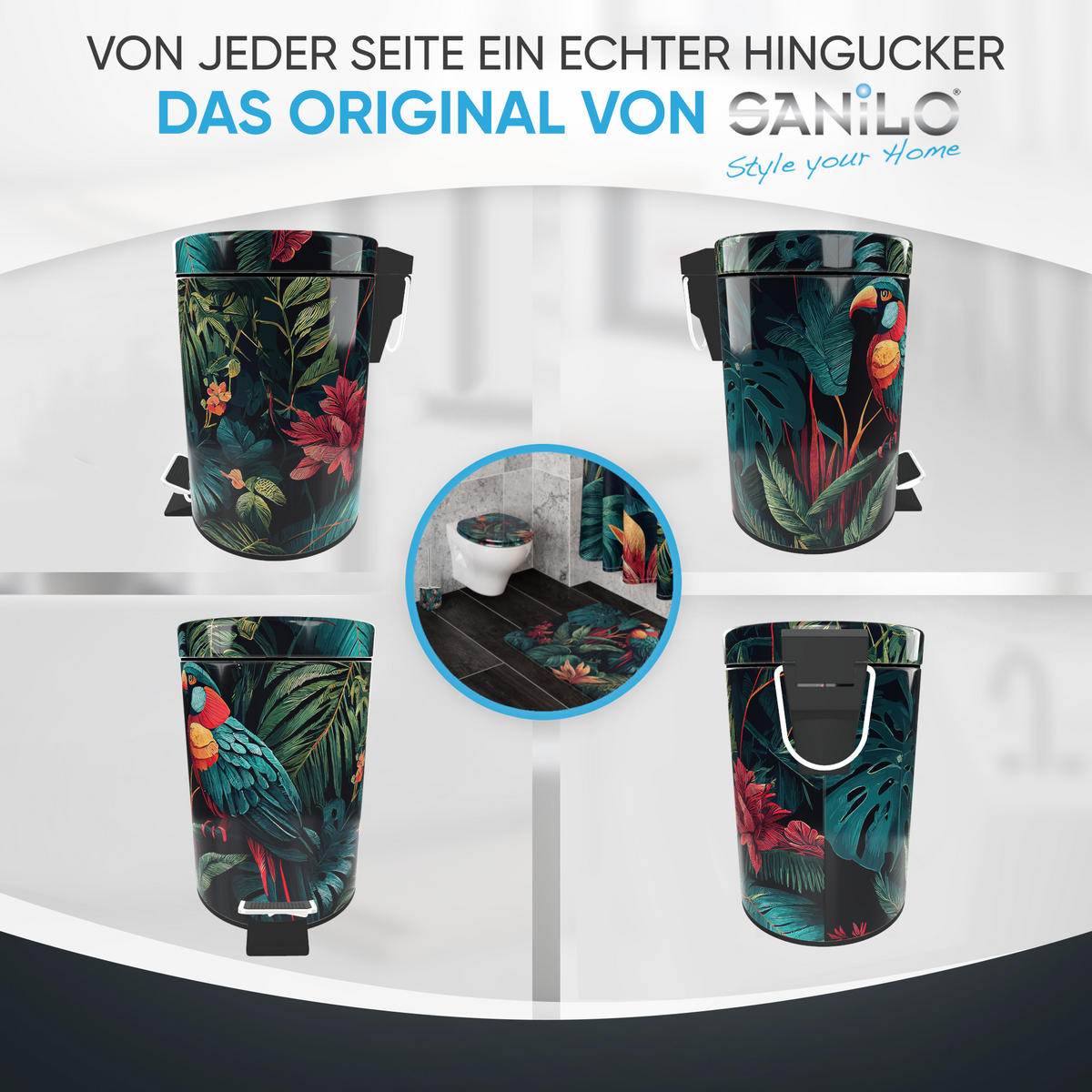 KOSMETIKEIMER Exotic - Gelb/Rot, Kunststoff/Metall (17/25/25cm) - Sanilo