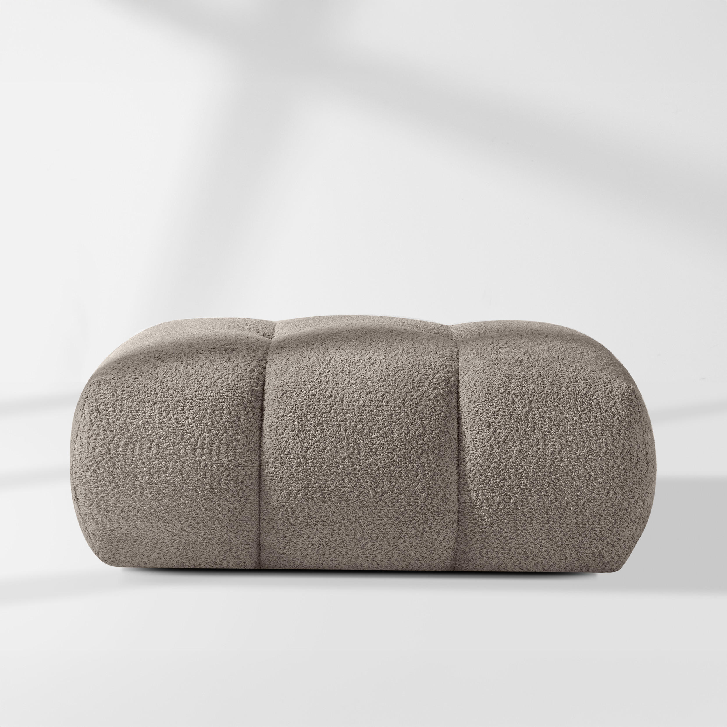 POUF LIRA, Grau, Bouclé - Grau, Holz/Holzwerkstoff (96/43/50cm) - KONSIMO®