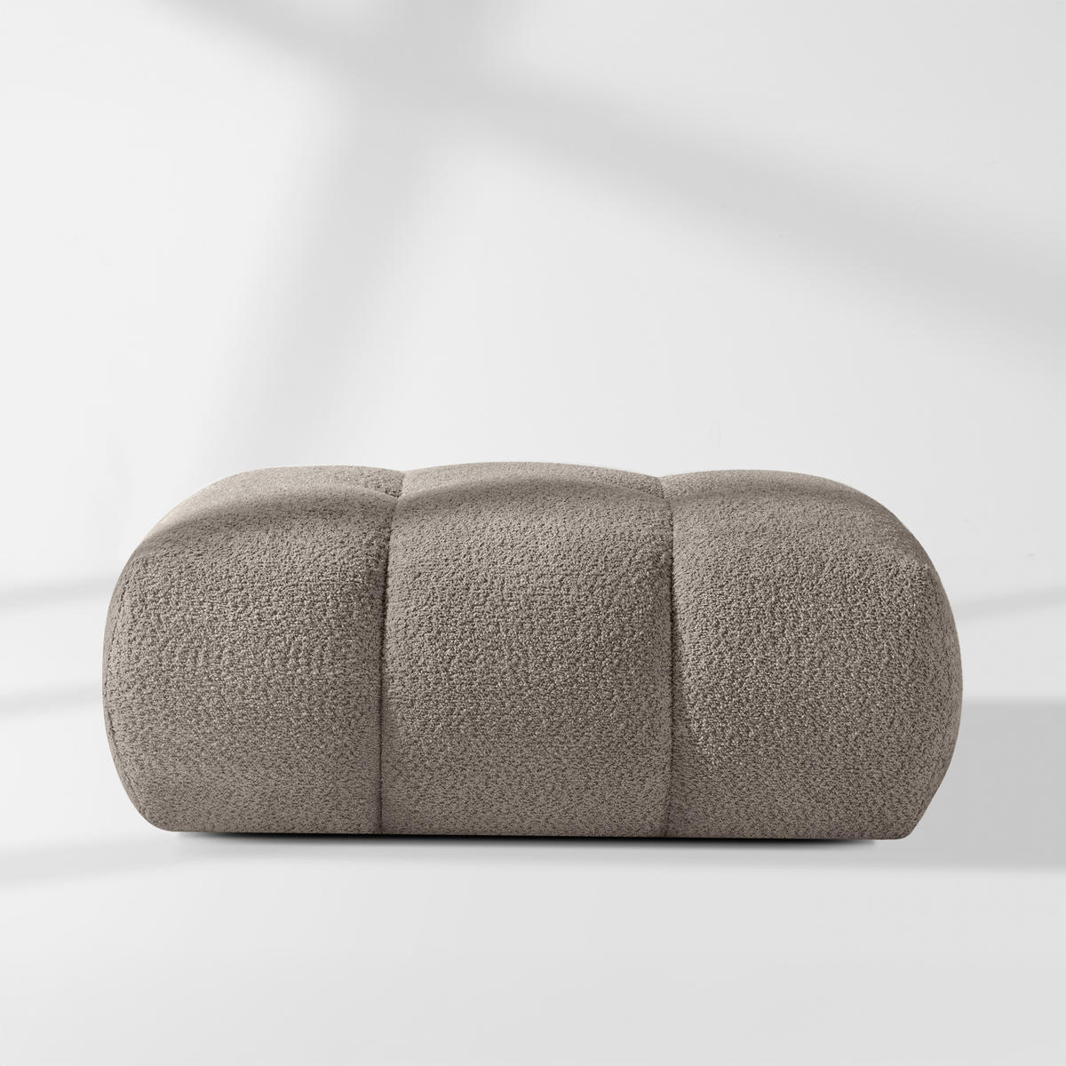 POUF LIRA, Grau, Bouclé - Grau, Holz/Holzwerkstoff (96/43/50cm) - KONSIMO®