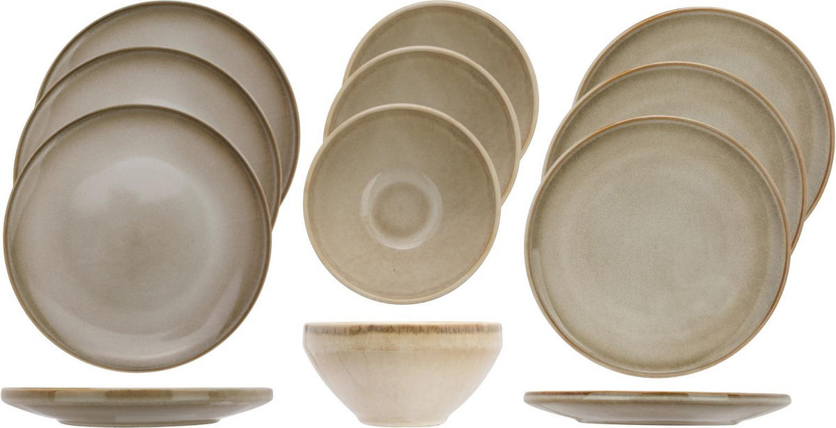 GESCHIRRSET12-TEILIG Conico / 4 Personen - Beige, Keramik (2/2/1cm) - Cosy & Trendy