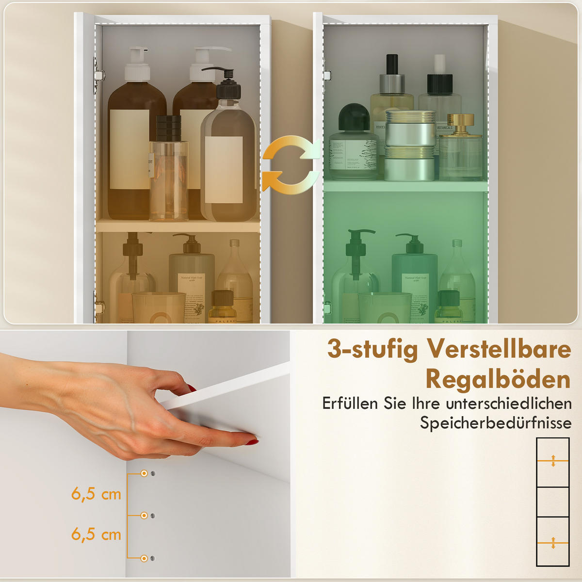 BADEZIMMERSCHRANK aus MDF 30/24/140 cm Weiß - Weiß, Holzwerkstoff (24/140/30cm) - HOMCOM