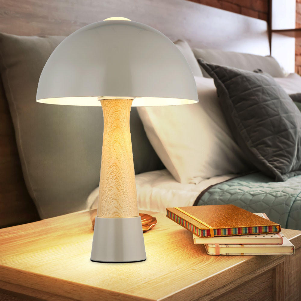 TISCHLEUCHTE Paulin Holzoptik Grau matt - Grau, Metall (25/25/36.5cm) - Nowa