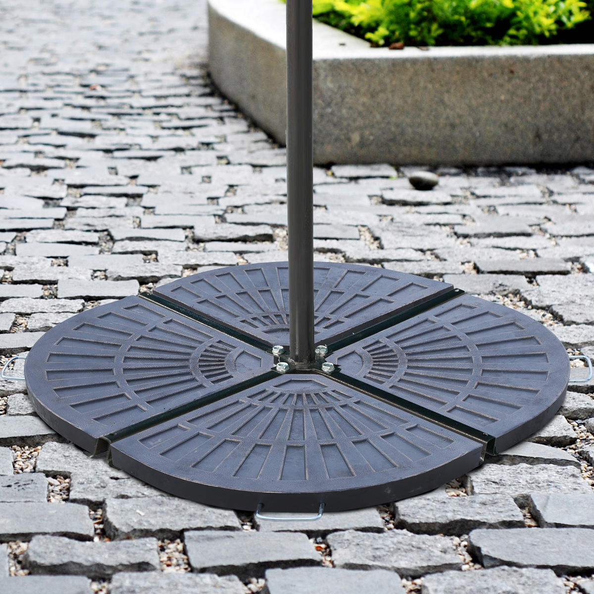 SONNENSCHIRMGEWICHT 2-tlg mit Handgriff Kunstharz + Metall Bronze 66 x 47 x 4,2 cm 30 kg - Bronzefarben, Kunststoff (47/66cm) - Outsunny