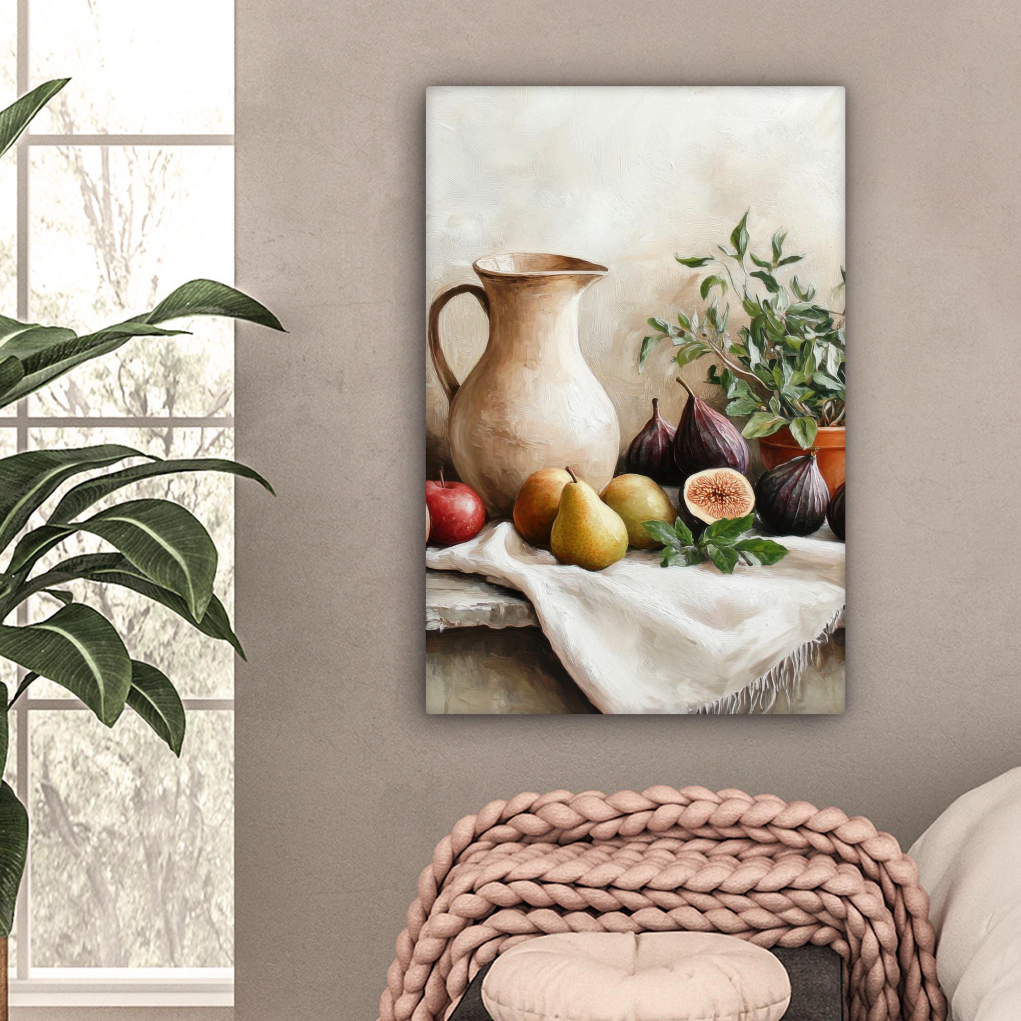 LEINWANDBILD Obst - Kräuter - Ländlich 60x90 cm - Naturfarben, Textil (60/90cm) - MuchoWow