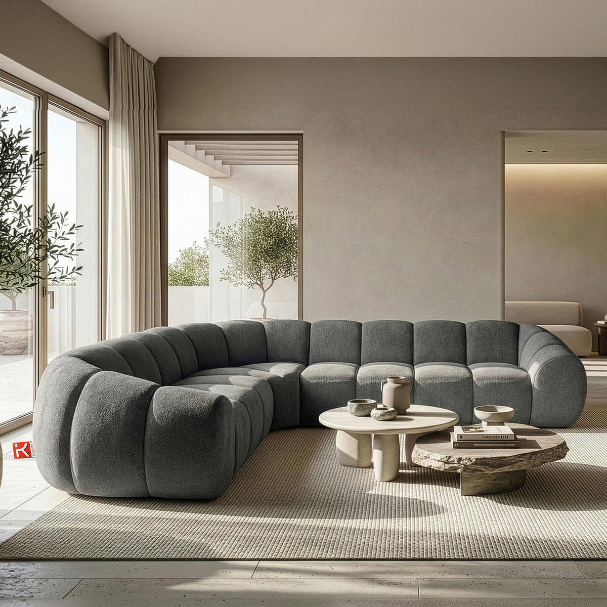 ECKSOFA LINKS FLAVA, Aschgrau - Grau, Holz/Holzwerkstoff (310/270cm) - KONSIMO®