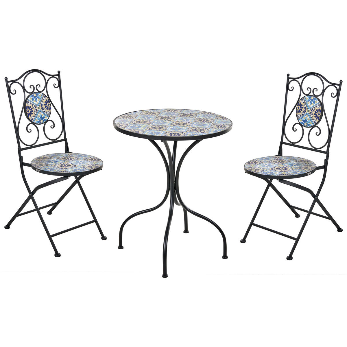 SET BISTRO negru Aggius - albastru/negru, metal - Beliani