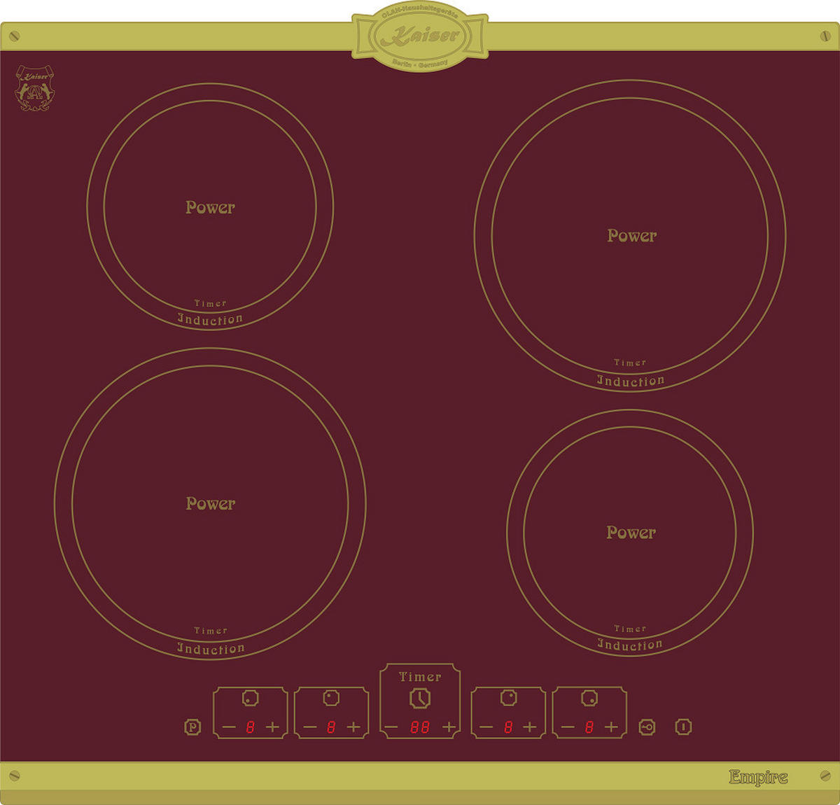 BACKOFEN-SET Elektro Backofen 60 cm EH 6355 RotEm+KCT 6195 iRotEm Induktionskochfeld 60 cm Rot - Rot, Metall (59.4/59.4/57.5cm) - Kaiser Küchengeräte