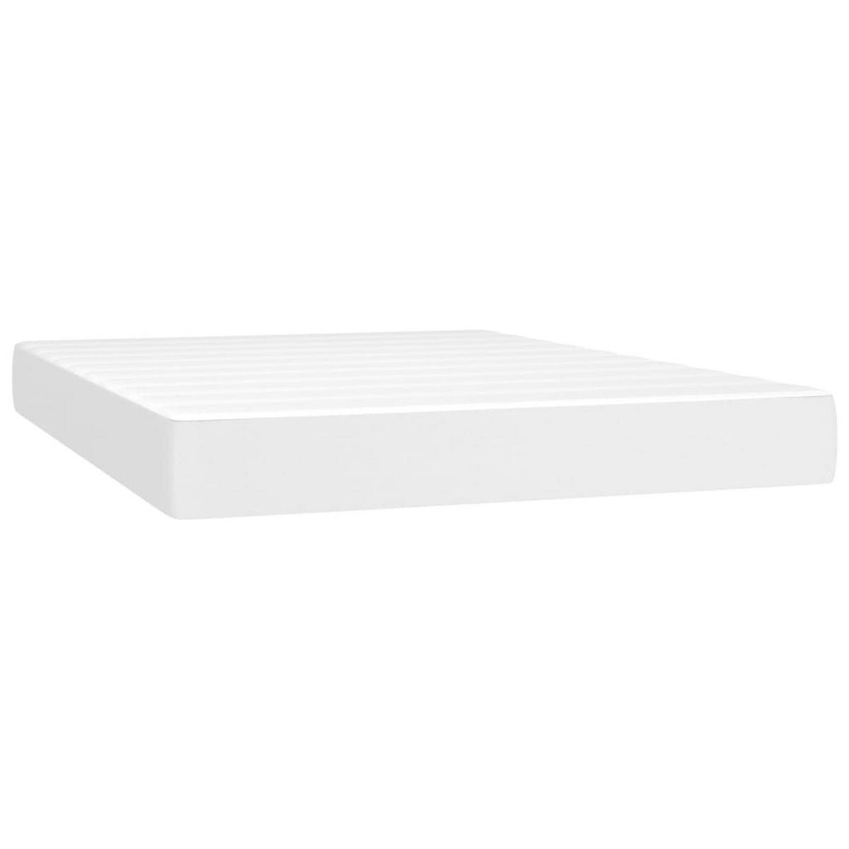 BOXSPRINGBETT Mit Matratze & Led Weiss 140/190 Cm Kunstleder - Weiß, Leder (140/190cm) - vidaXL