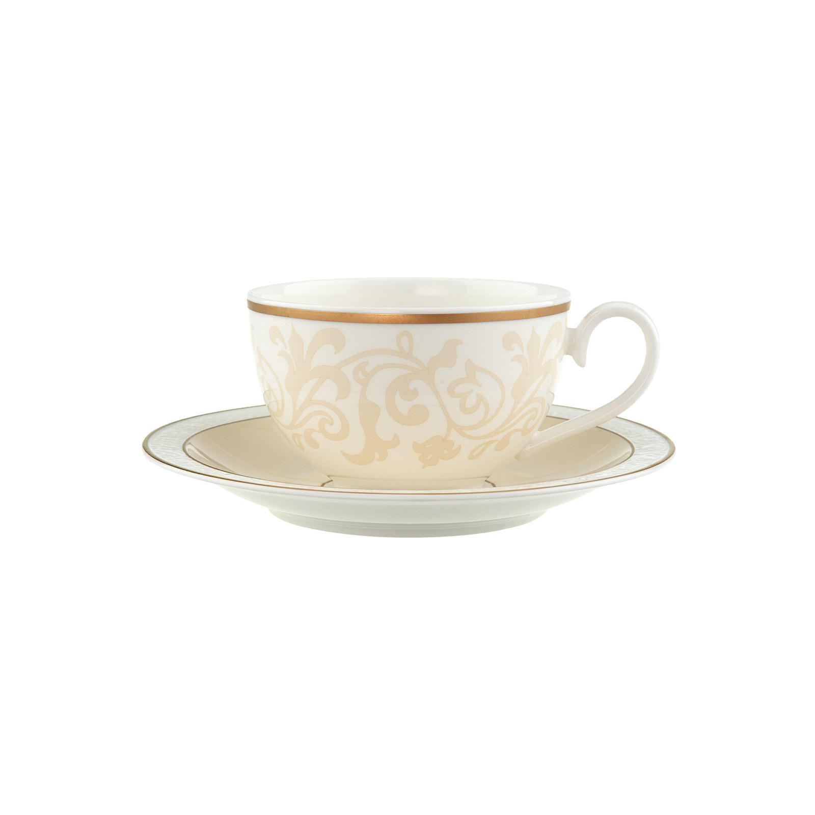 FRÜHSTÜCKSTASSE MIT UNTERTASSE Ivoire weiß-gold 310 ml - Goldfarben/Weiß, Keramik (0.31L) - Villeroy & Boch