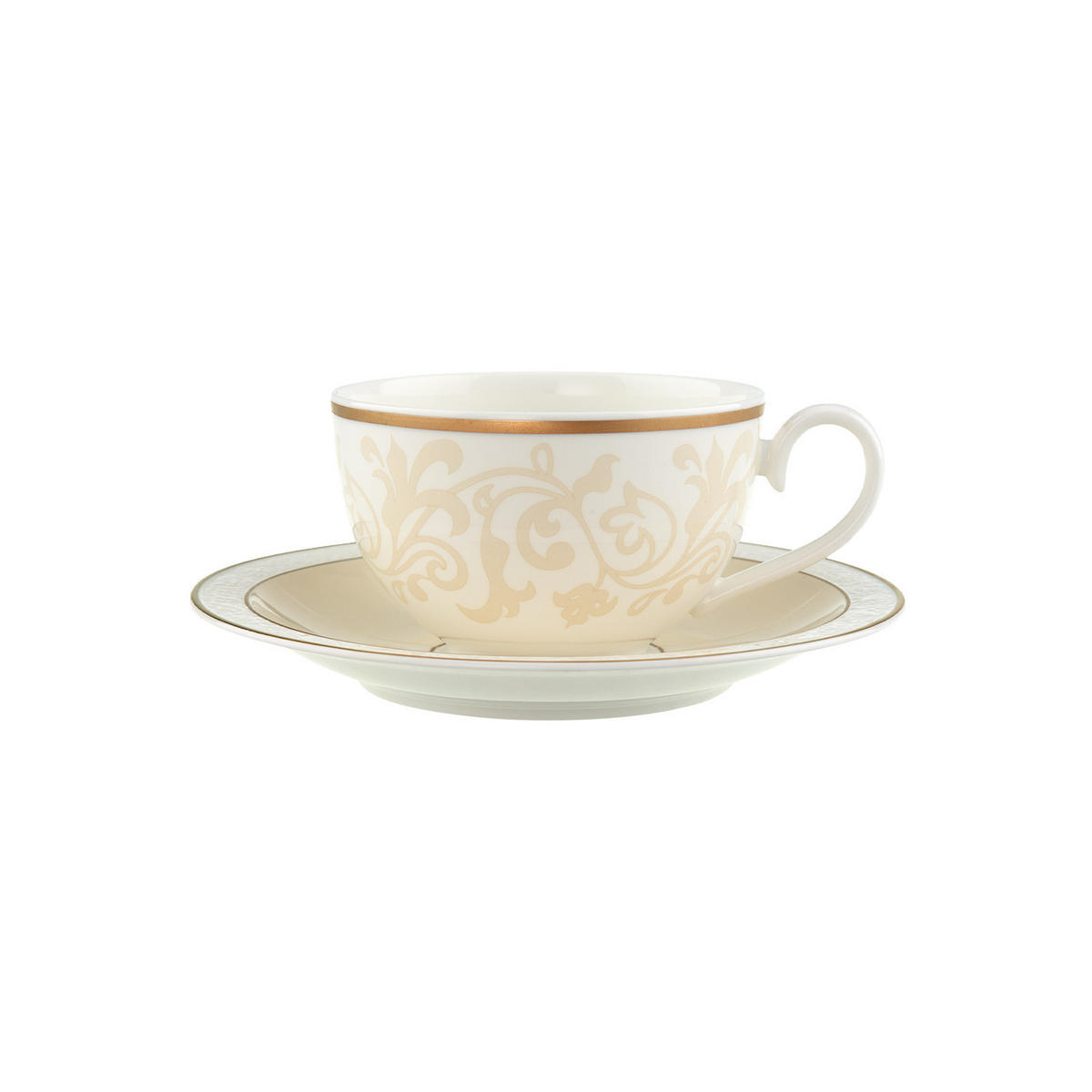 FRÜHSTÜCKSTASSE MIT UNTERTASSE Ivoire weiß-gold 310 ml - Goldfarben/Weiß, Keramik (0.31L) - Villeroy & Boch