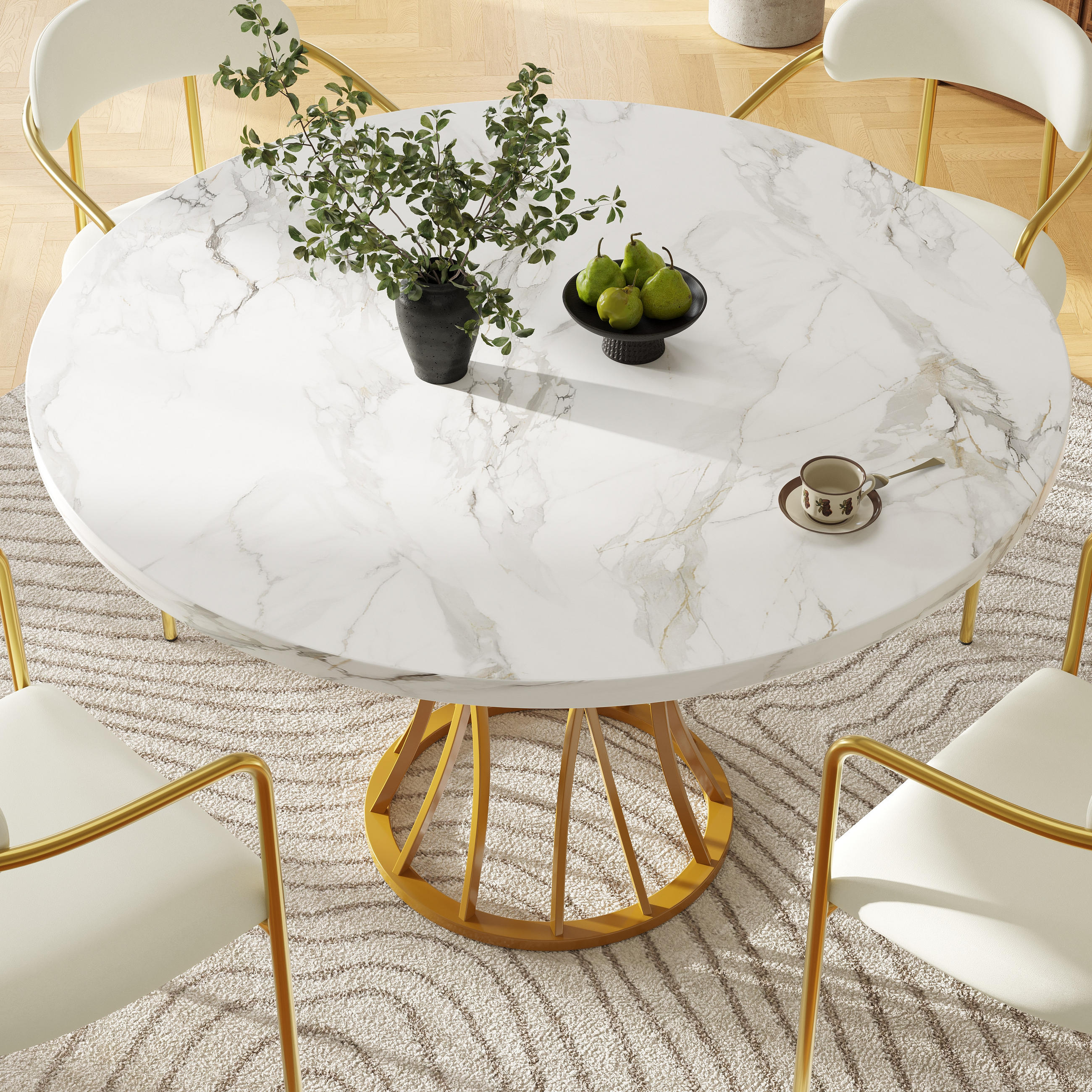 RUNDER ESSTISCH Gold-coloured 80/80/76 cm - Goldfarben, Holz (80/80/76cm) - Urban Meuble