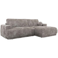 ECKSCHLAFSOFA RINA L Hellgrau Cord - rechts - Hellgrau/Schwarz, Kunststoff/Textil (170/267cm) - MKS