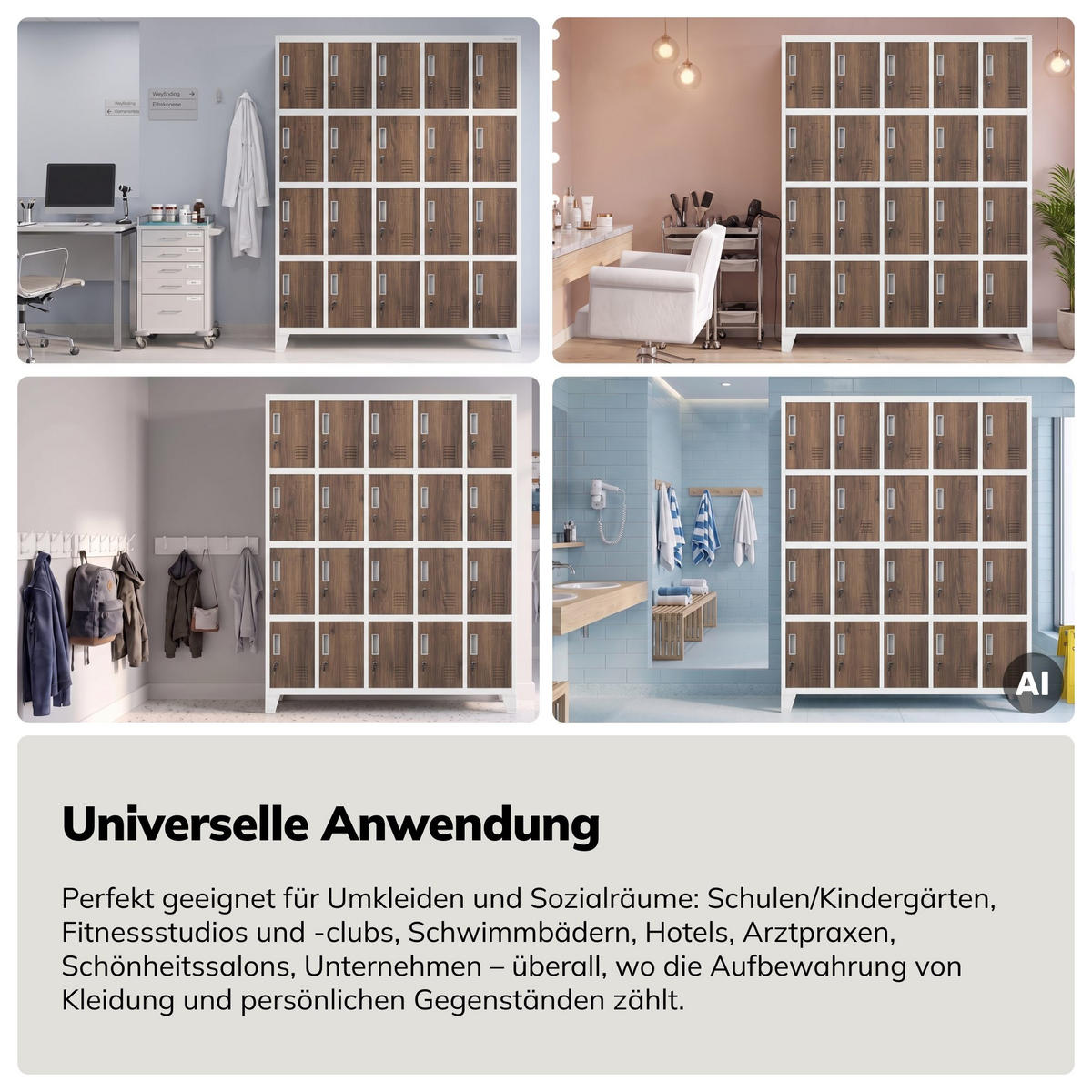 ARBEITSSCHUTZ-SPINDSCHRANK ROBERT 172x136x45 cm - Nussbaumfarben/Weiß, Metall (136/172/45cm) - Jan Nowak