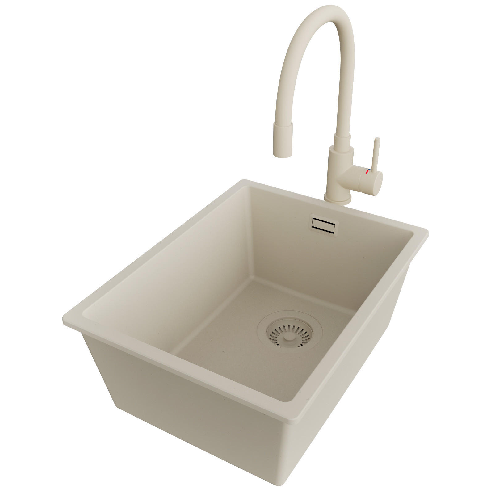 UNTERBAUSPÜLE GRANIT London, 2-er set Beige 36/47 cm 1 Becken + Küchenarmatur 38/14 cm + Ablauf-Set ab 40er Unterschrank - Beige, Kunststoff (36/20/47cm) - Primagran