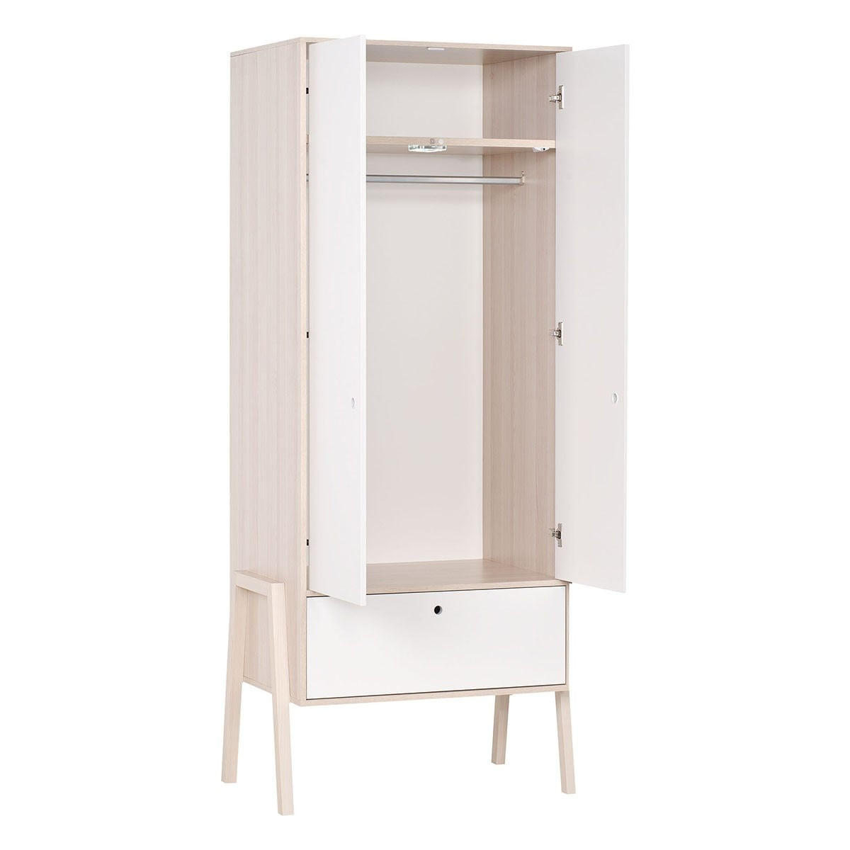 KLEIDERSCHRANK mit 2 Türen, 1 Schublade, Kleiderstange und 1 Kleiderhaken - SPOT - 88/60/210 cm - Braun, Holzwerkstoff (60/210/88cm) - Calicosy