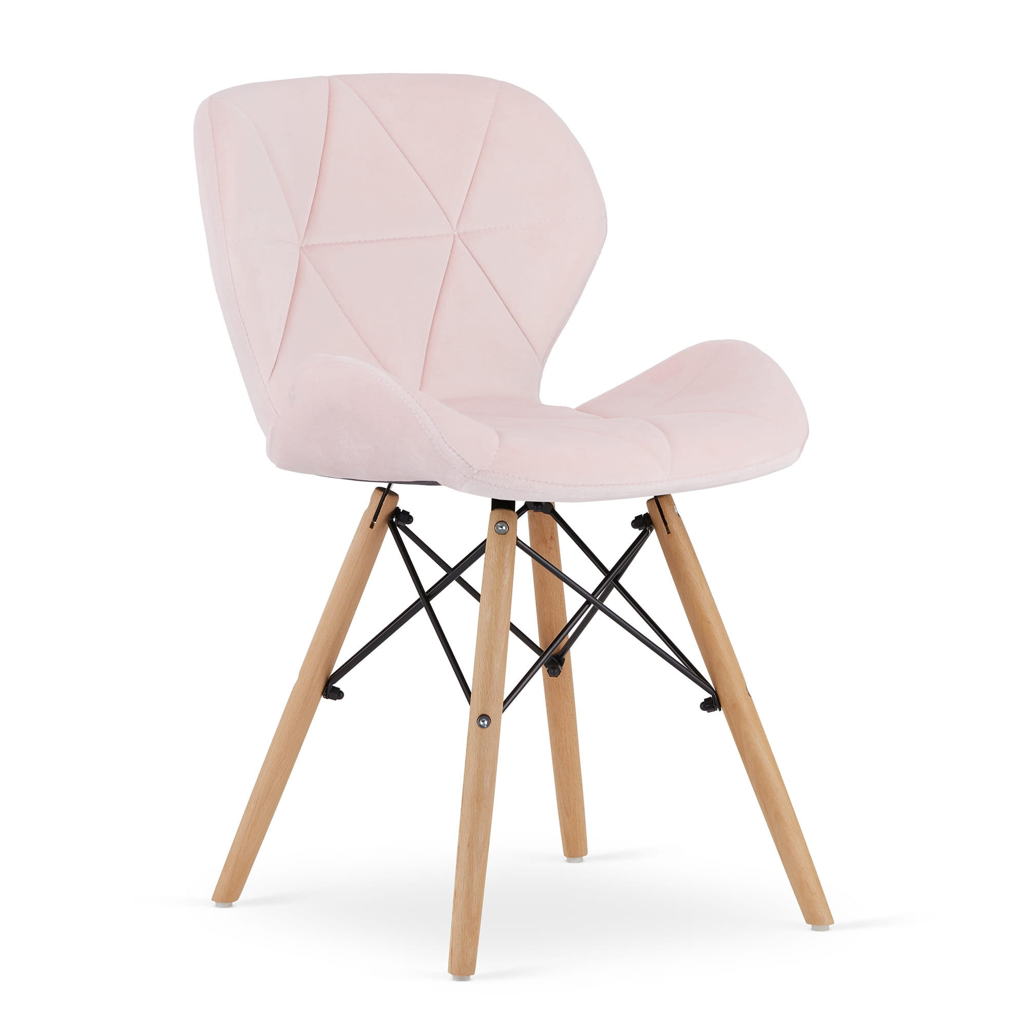 STUHL AMATRICE 1 Stück, Rosa, mit Samtstoff gepolstert - Rosa, Holz/Textil (48/74/53cm) - Komodee