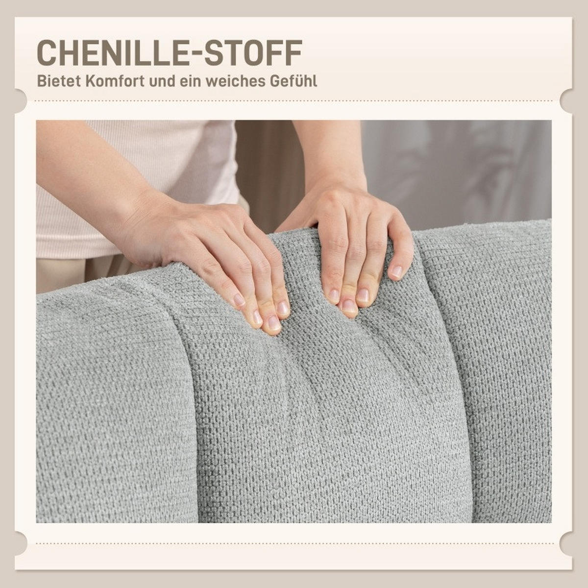 SESSEL 95/75/90 cm hellgrau aus Chenille mit breiter Sitzfläche - Hellgrau, Textil (75/90/95cm) - OKWISH