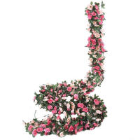 KÜNSTLICHE Blumengirlande 8-teiliges Set Rosa Rosen 2,45 m - Multicolor, Kunststoff (5cm)