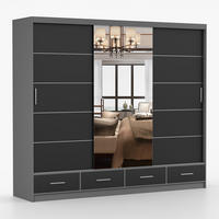 KLEIDERSCHRANK Florence 250 cm, 250/215/64, 2-türig, schwarz - Schwarz, Holzwerkstoff (250/215/64cm) - imoebel24