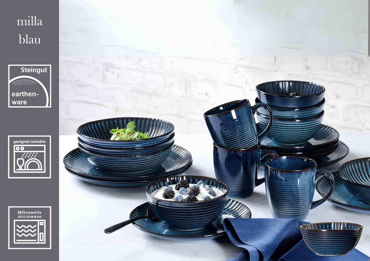 KOMBI-SET Milla blau 20er Set - Blau, Keramik (2/2/2cm) - Ritzenhoff Breker