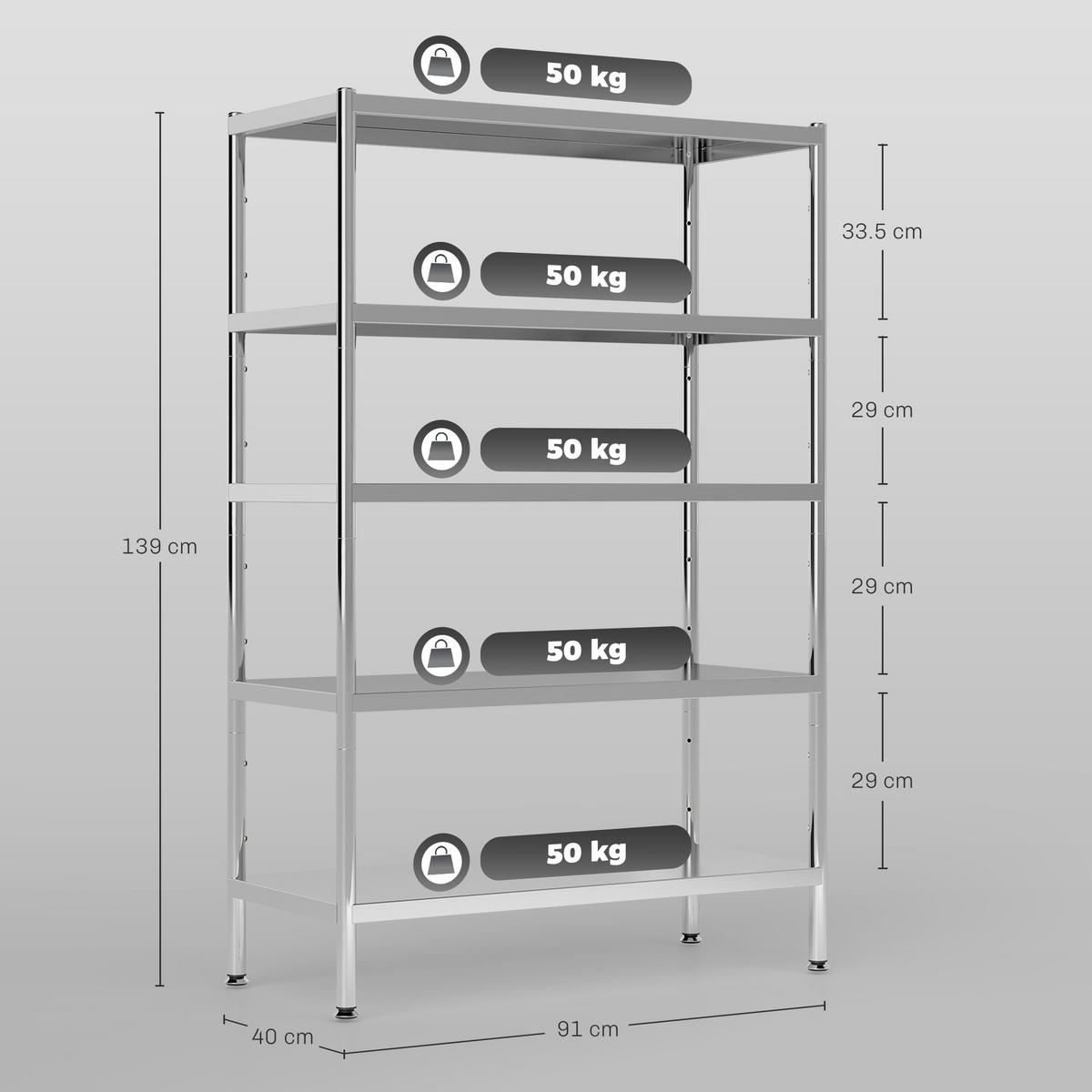 KÜCHENREGAL Silberfarben 1 Stück - Silberfarben, Metall (40/139/91cm) - GiPP
