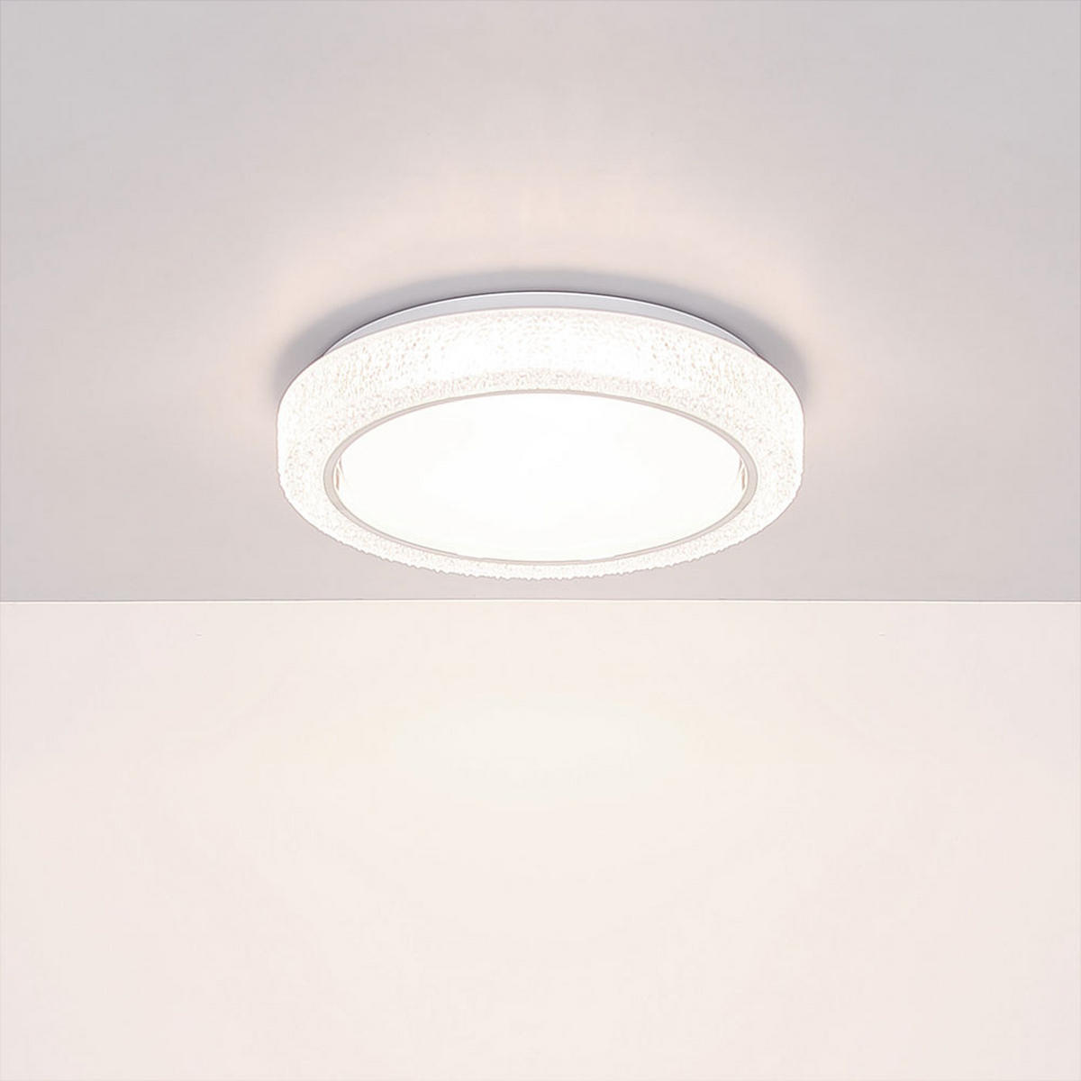 LED DECKENLEUCHTE Metall Silber Kristalloptik - Silberfarben, Metall (40/40/8cm) - Globo Lighting