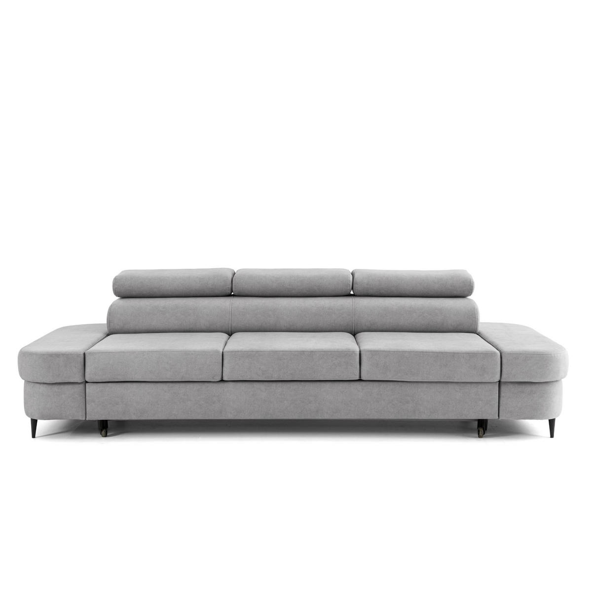 3-SITZER Sofa PRIAM mit Schlaffunktion 125x277 Velours Hellgrau - Hellgrau/Schwarz, Holz/Textil (278/95/102cm) - Muffo