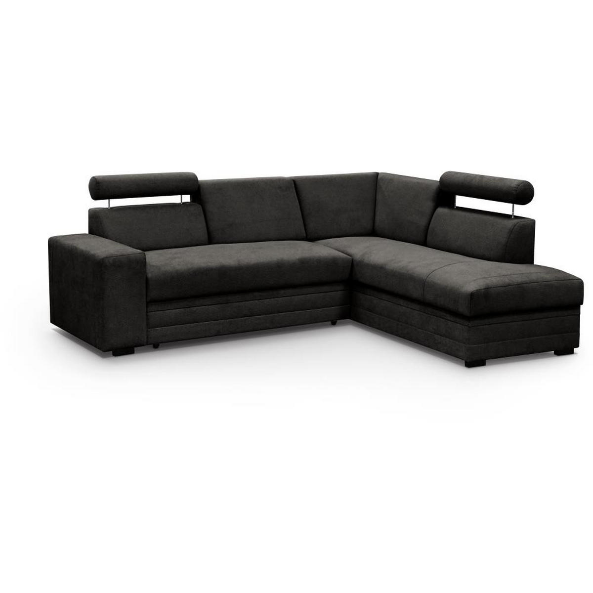 ECKSCHLAFSOFA Roma dunkelgrau rechts - Dunkelgrau/Schwarz, Textil (250/205cm) - Beautysofa