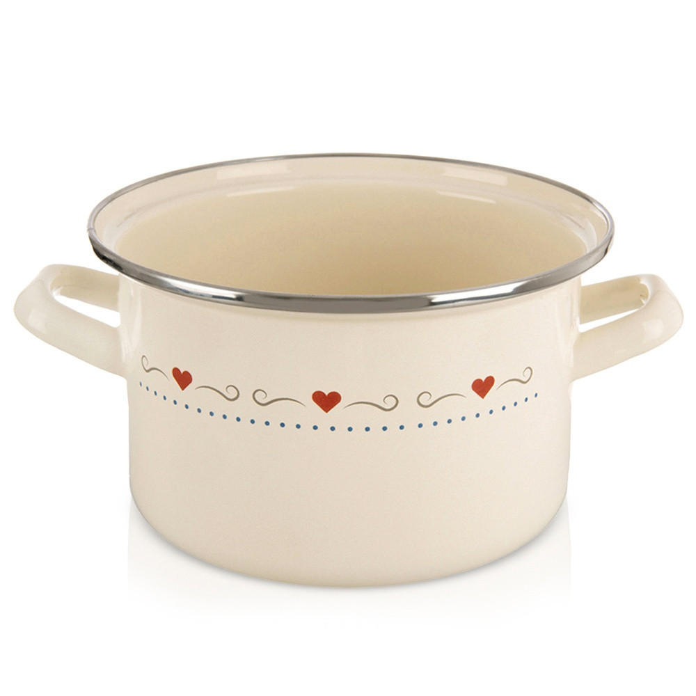 EMAILLIERTOPF Tonca mit Herzmotiv creme - Creme, Metall (18cm) - Orion 
