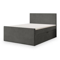 BOXBETT TERVAN 140x200 cm mit Matratze und Topper - Grau - Grau, Holz (140/200cm) - MASSENO