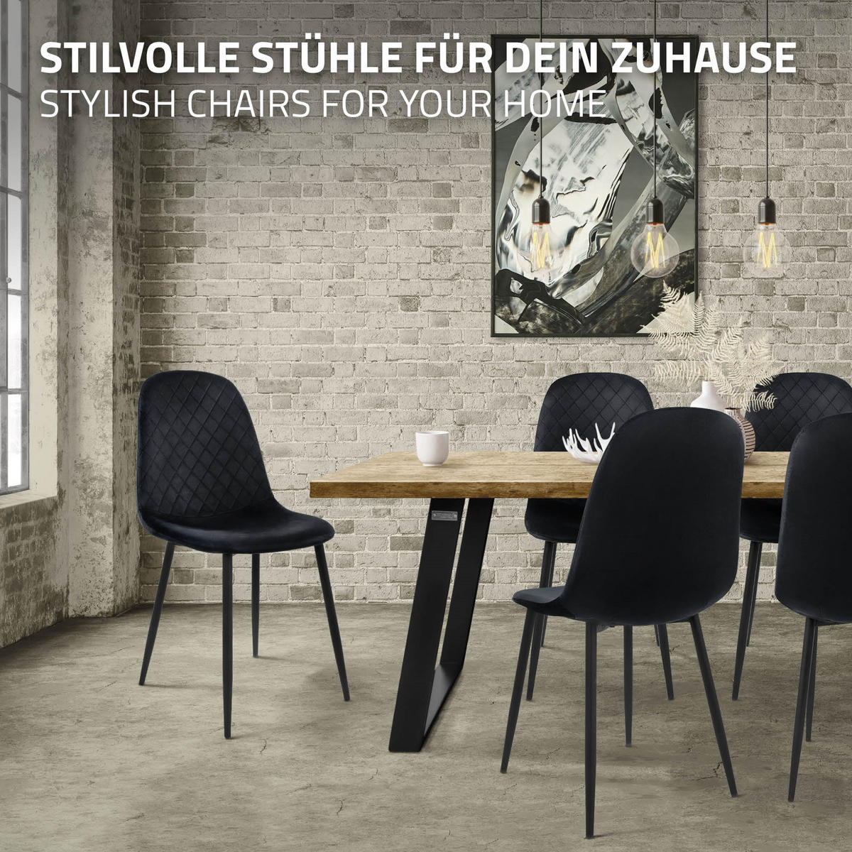 JÍDELNÍ ŽIDLE, sada 4 ks, černý samet - černá, kov/textil (51/89/44cm) - ML-DESIGN