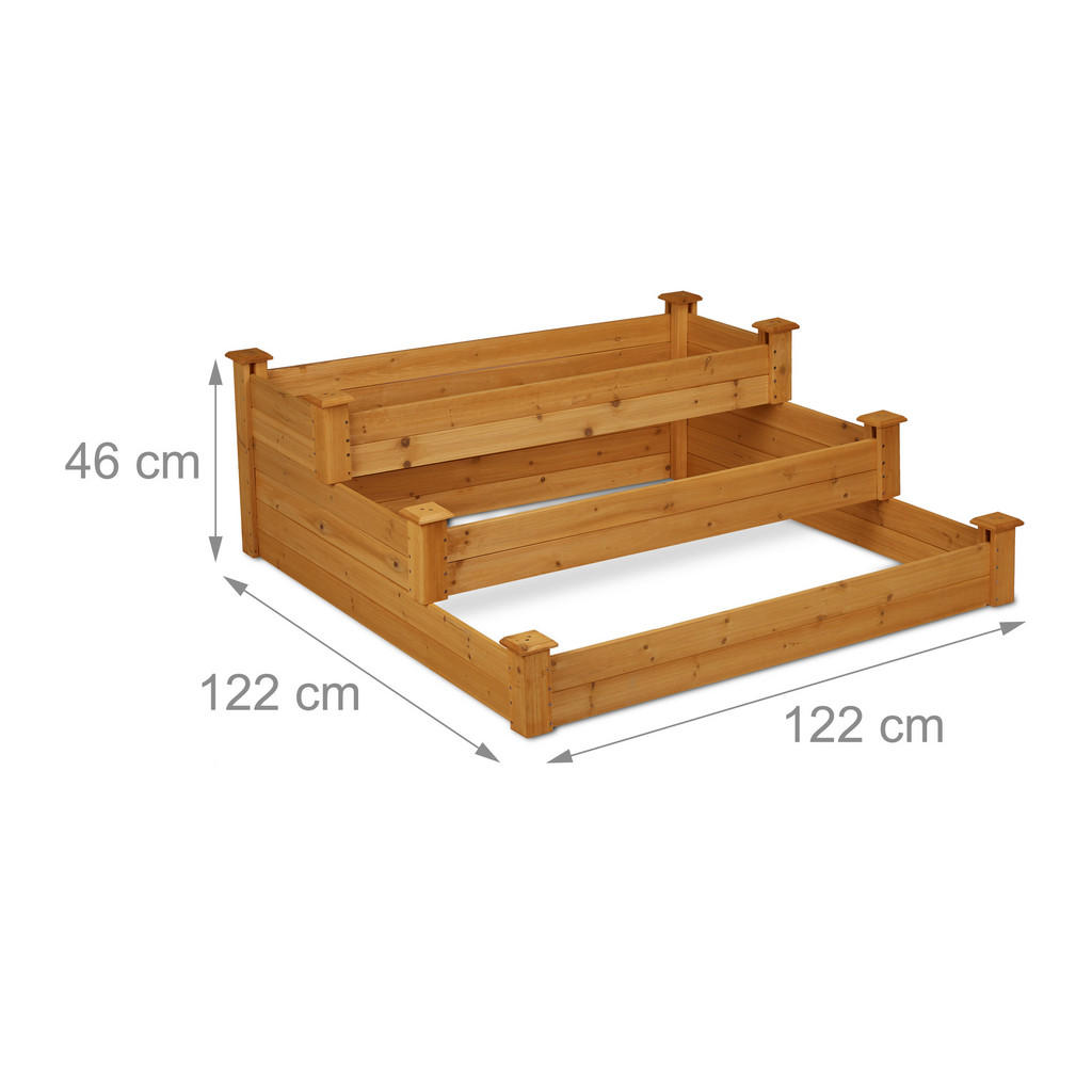 Thumbnail - Relaxdays Hochbeet, Hellbraun, Holz, 122x46x122 cm, Gartenzubehör, Hochbeete