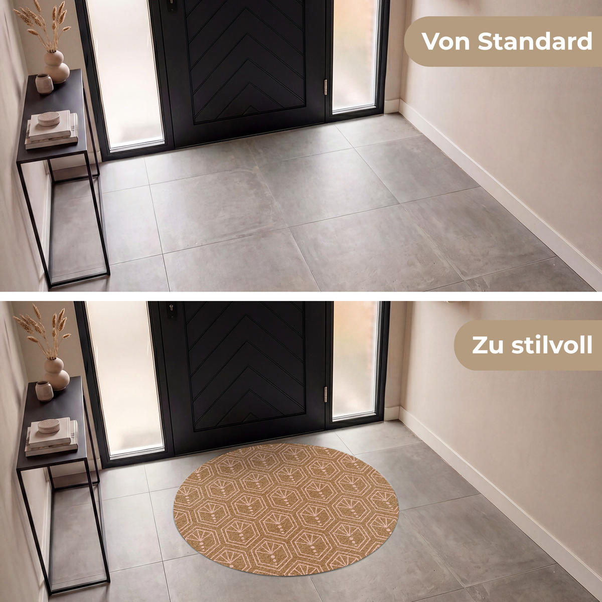 FUSSMATTE Braun - Rosa - Geometrisch - Gemustert Türmatte 120x120 cm - Braun, Kunststoff (120/120cm) - MuchoWow
