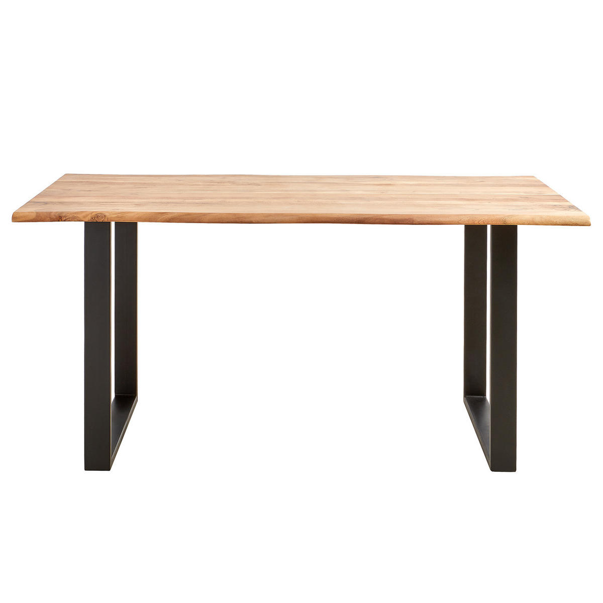 ESSTISCH mit Massivholzplatte - Akazie massiv / Eisen - Schwarz/Braun, Holz/Metall (80/140/76cm) - home24